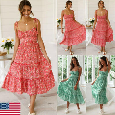 

Women Floral Maxi Dress Prom Evening Party Summer Beach Casual Long Sundress USA