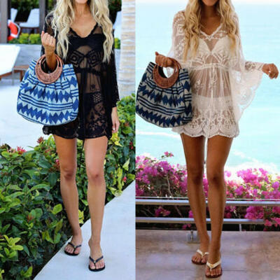 

Sexy Women Summer Beach Dress Swimwear Lace Floral Bikini Cover Up Bathing Suit