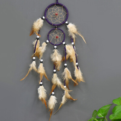 

vintage home decoration retro purple feather dream catcher circular feathers wall hanging dreamcatchers decor for car