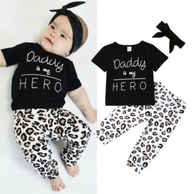 

Toddler Kids Baby Girls Infant Clothes T-shirt Top Leopard Print Pants Outfits