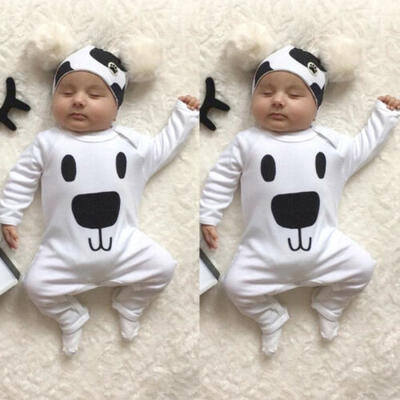 

Newborn Baby Girl Boy Cartoon Long Sleeve Romper Jumpsuit 2Pcs Outfits Clothes