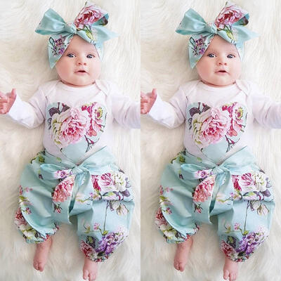 

Newborn Kid Baby Girl Floral Clothes Jumpsuit Romper Bodysuit Pants Outfit Set