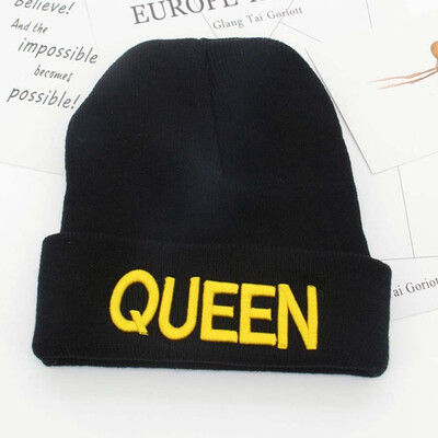 

Men Women Hip Hop Warm Winter Beanie Knit Caps King Queen Cap Couple Hat Unisex