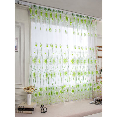 

Printed Curtain Window Screening Balcony Finished Product Burnout Design Flower Tulle Curtain For Living Room Kitchen Curtains