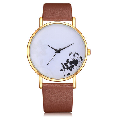 

Top Sale Womens Watches Flower Dial Ladies Quartz Wristwatch Fallow Leather Strap Clock Fashion Dress Zegarek Damski