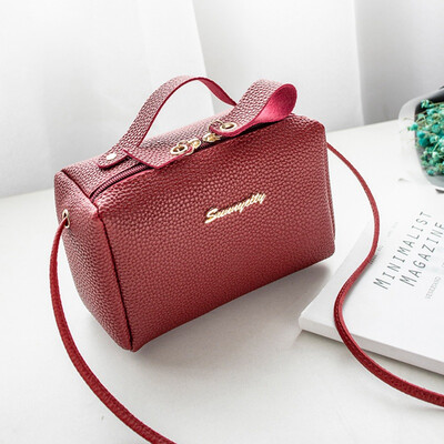 

Women 2019 New Fashion Girls Casual Hot Sales Trend Ladies Lychee Shoulder Pillow Bag Solid Color Metal Letter Crossbody Purse
