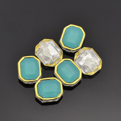 

Sew on Rhinestone Taiwan Acrylic Golden Plated Garment Accessories Rectangle Aquamarine 12x10x6mm Hole 1mm