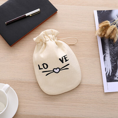 

Cartoon Love Cat Warm Hot Water Bag Cute Double-Layer Fleece Cover Water Injection Rubber Hot Water Bag