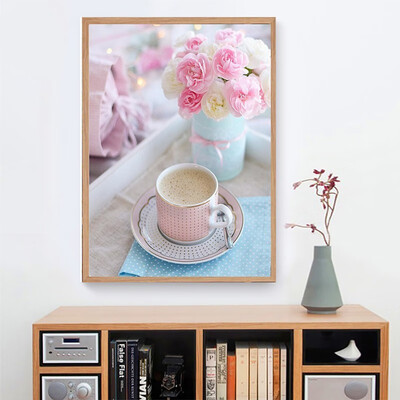 

Diamond Mosaic Coffee Flower Full square Diamond Embroidery Landscape DIY Diamond Painting Cross Stitch Home Decor Gift