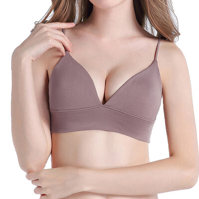 

Toponeto Women New Fashion Bikini Seamless Sleep Bra Ribbon Thin Lactation Underwear