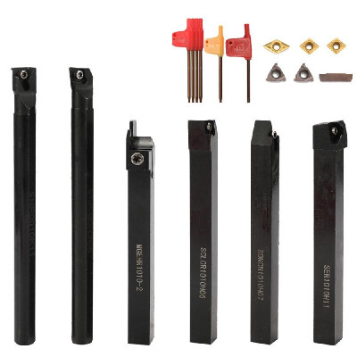 

10mm 6PCS DIY Hard Alloy With Carbide Insert Wrench Shank Lathe Holder Boring Bar CNC Tools Set Turning Tool