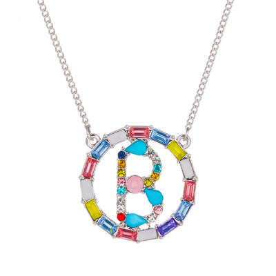 

Letter Fashion Multi-color Zircon Charm Circle Pendant Necklace Necklaces Birthday Jewelry Christmas Gifts
