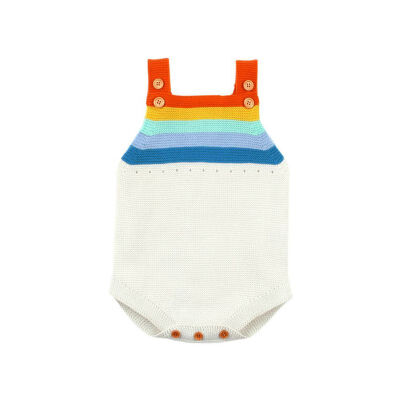 

Autumn Infant Baby Girls Sleeveless Knitted Rompers Kids Boys Striped Print Bodysuit Jumpsuit