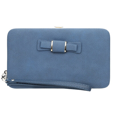 

Fashion Women Bowknot Large Capacity Cash Card Holder Long Wristlet Bag Wallet