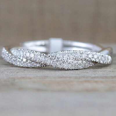 

Women Fashion Solid Rose Gold Stack Twisted Ring Wedding Party Lady Jewelry Gift