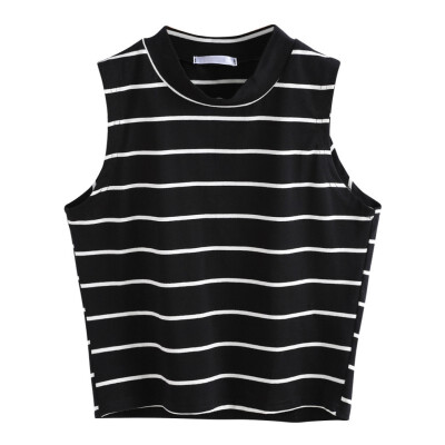 

Casual Sleeveless T Shirt Women Striped Sexy Crop Top T-Shirt Women Tops Cropped Feminino Camisas Femininas