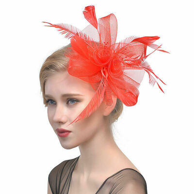 

Womens Fascinator Hat Flower Mesh Ribbons Feathers Headband Cocktail Tea Party
