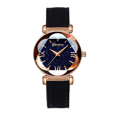

〖Follure〗Roman Star Dial Six Convex Sleek Minimalist Luxury Leather Strap Watch