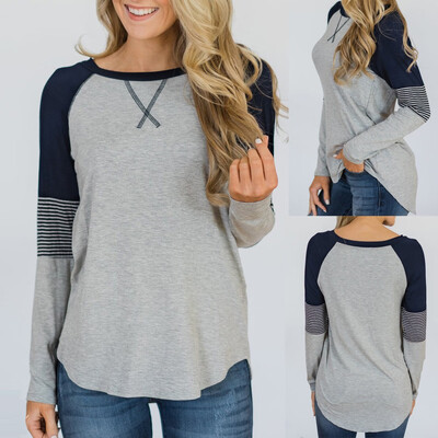 

Starmoon Plus Size Women Long Sleeve Stripe Print Pullover Blouse Hooded Sweatshirt Tops