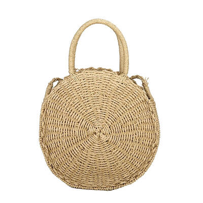 

Retro Rattan Woven Straw Round Handbag Women Shoulder Beach Messenger Totes
