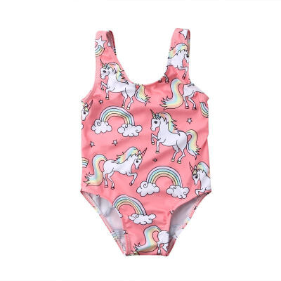 

2018 Hot Selling Fashion Hot Little Girl Cute Summer Sleeveless Pony Pattern Swimsuit Siamese