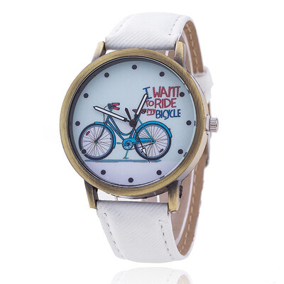 

National style bronze watch male retro bicycle watch PU belt mens watch