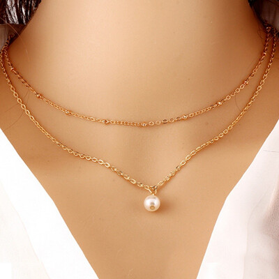 

Pearl Pendant Necklace Crystal Necklace Women Holiday Beach Statement Jewelry Gold Multilayer Necklace Chocker