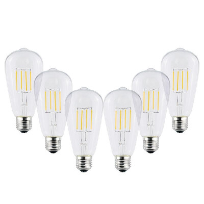 

AC220-240V 4W ST64 LED Light Bulb Dimmable Adjustable Brightness 6 Pack Ash Color Lamp Shade E27 Base Socket Holder Warm White Por