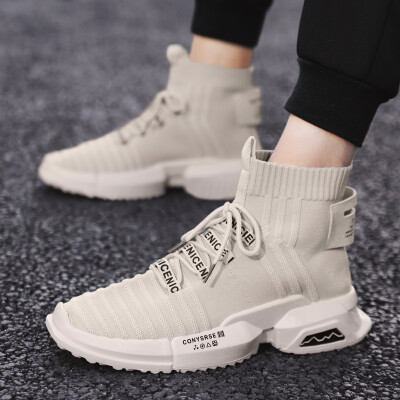 

Mens Shoes Summer Fashion Leisure High-top Canvas Board Shoes Hundred of Autumn Socks Korean Fashion Shoes