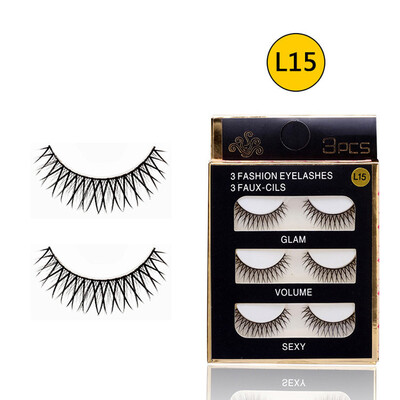 

〖Follure〗Soft 3 Pairs Long Makeup Cross Thick False Eyelashes Eye Lashes Nautral