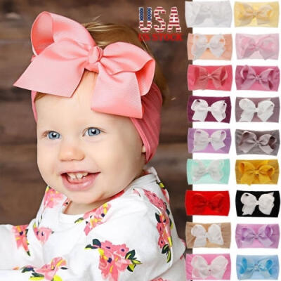 

USA Girl Kids Baby Nylon Bow Hairband Headband Stretch Turban Knot Head Wrap New