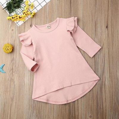 

Infant Kid Baby Girls Long Sleeve Ruffled Dress Knitted A-line Casual Dress Fall Winter Outfits 6M-5Y
