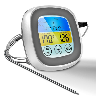 

Touchscreen Meat Thermometer Food Barbecue Thermometer BBQ Grill Smoker Thermometer Timer Alert Cooking Baking Oven Digital Thermo