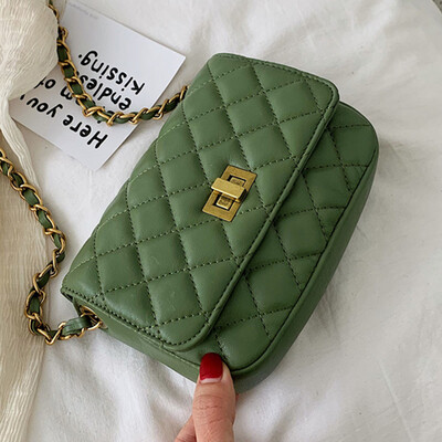 

Women 2019 new fashion Korean Ling lattice chain bag simple temperament single shoulder diagonal womens bag