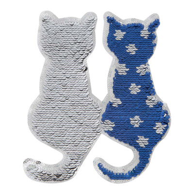 

Cat Reversible Colour Sequins Sew On Patches for Dresses DIY