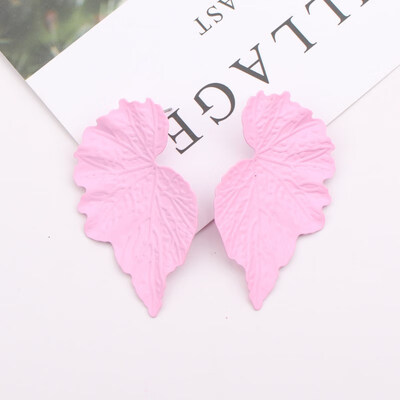 

E1016 New Fashion Painted Metal Big Leaf Earrings Statement Flower Stud Earrings For Women Wholesale Jewelry Pendientes Mujer