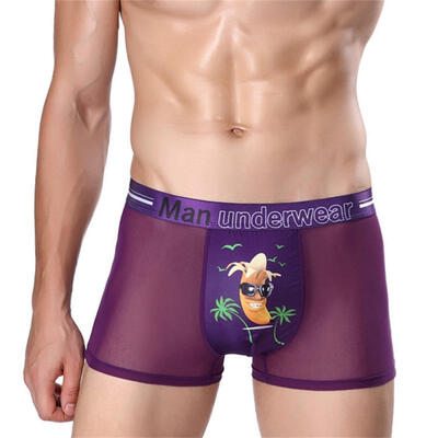 

Mens Modal Sexy Silk Printing Breathable Boxers Underwear Taste 3D Banana Pattern 6 Colors Optional