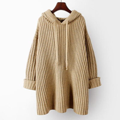 

〖Follure〗Ladies Long Sleeve Casual Solid Winter Loose Medium Length Hooded Sweater Coat