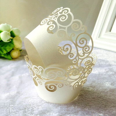 

FUNNYBUNNY Filigree Artistic Muffin Cupcake Paper Cup Liners Vine Lace Laser Cupcake Wrappers for Wedding Party Birthday Decor