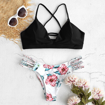 

Roseonmyhand WWomens Bikini Cut Flower Two Piece Swimsuit Pushups Swimwear Beachwear