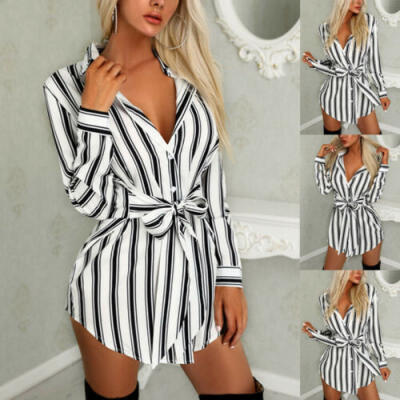 

Plus Size Sexy Womens Fashion Long T-shirt Casual Party Mini Dress Blouse Tops