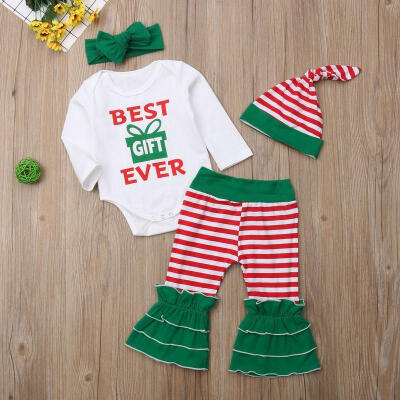 

Christmas Newborn Baby Girl Xmas Romper Jumpsuit Striped Pants Outfit Clothes 0-24M