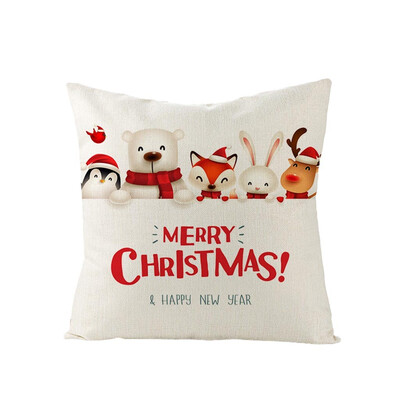 

JPGIF Christmas Linen Pillowcase Cartoon Printed Sofa Pillowcase Bedside Office