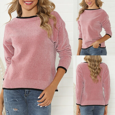 

〖Follure〗Women Casual Patchwork Pullover O-Neck Long Sleeve Loose Sweaters Blouse Tops
