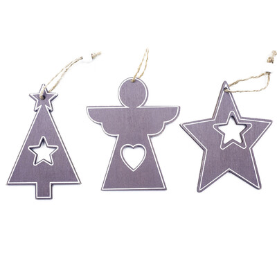 

3Pcs Wooden Christmas Tree Hanging Small Pendant Christmas Wood Chip Xmas Tree Decor Ornaments