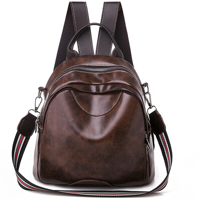 

Double shoulder bag girl fashion mini simple bag tide Korean version 100 pu leisure backpack student bag