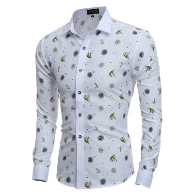 

Male Casual Long Sleeve Floral Shirt with Creative Pattern for Beach Activities