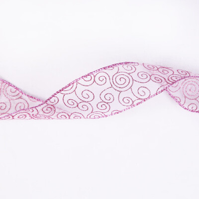 

〖Follure〗Christmas Tree Decorations 631000cm Pink Auspicious Print Decorative Ribbon
