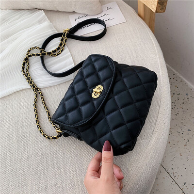 

Lingge chain bag net red foreign-style lock buckle womens bag 2019 new ins summer Korean slung small square bag