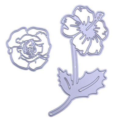 

2pcs Rose DIY Cutting Dies Stencils Scrapbook Embossing Album Cards Gifts